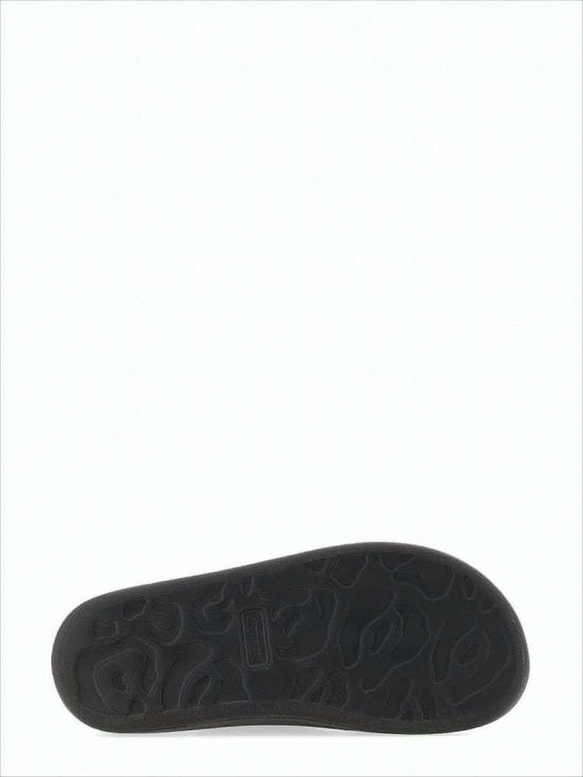 Alexander Mcqueen Black Rubber Slip-On Mules With Adjustable Straps