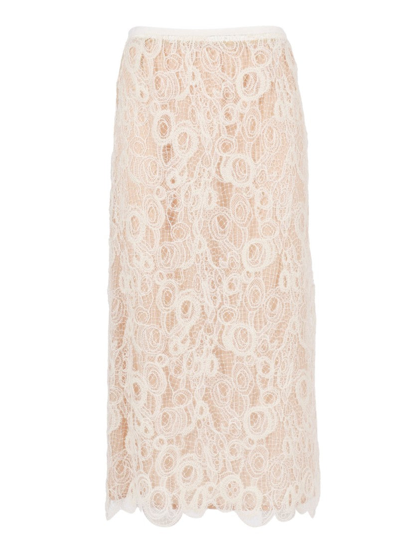 Fabiana Filippi Burro Color Macramé Lace Tubino Skirt