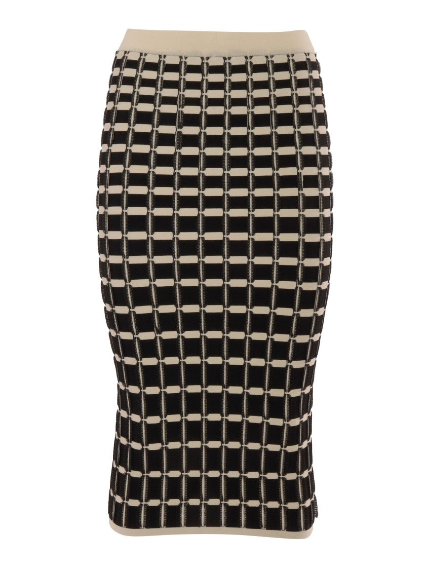 Elisabetta Franchi Geometric Knit Pencil Skirt