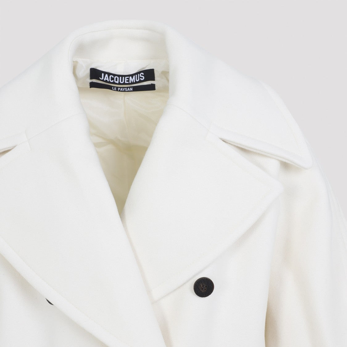 Jacquemus Le Caban Ovalo White Virgin Wool Coat