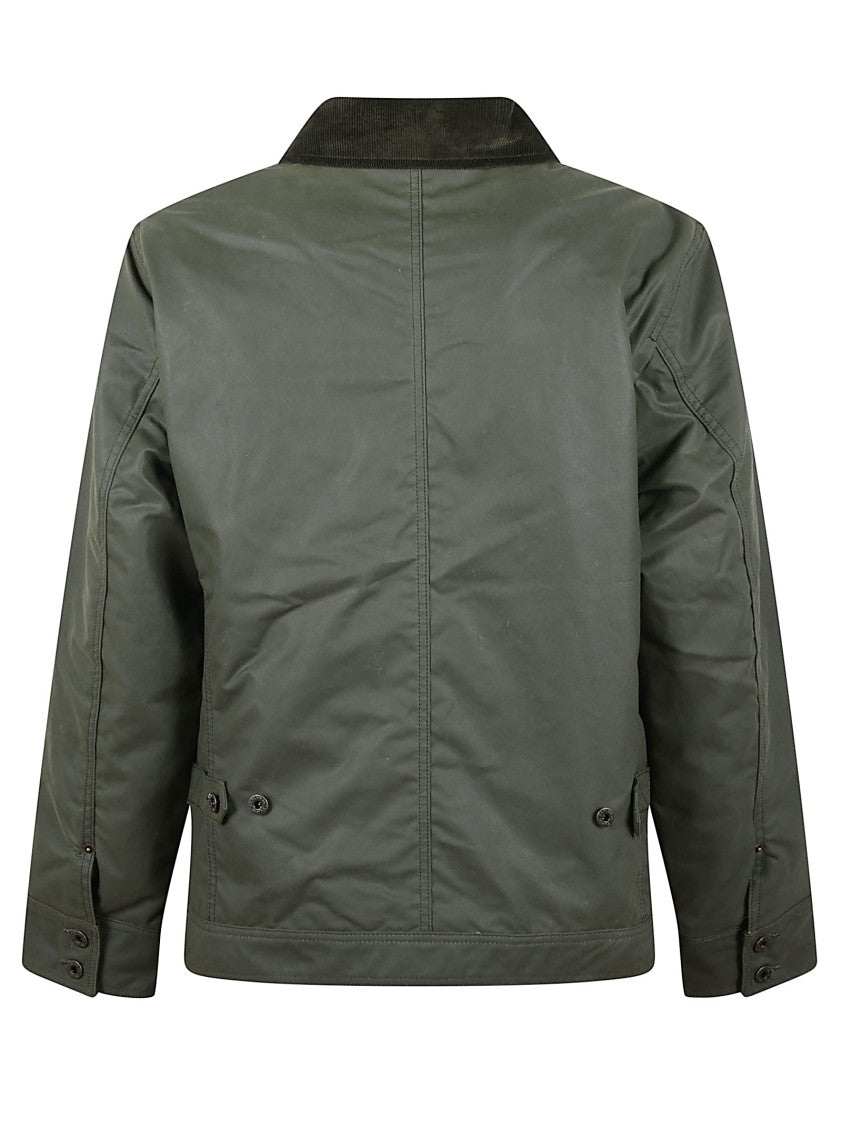 Filson Green Waxed Cotton Journeyman Jacket With Corduroy Detailing