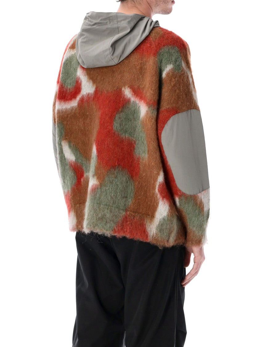 And Wander Multicolored Shaggy Knit Hoodie With Relaxed Fit