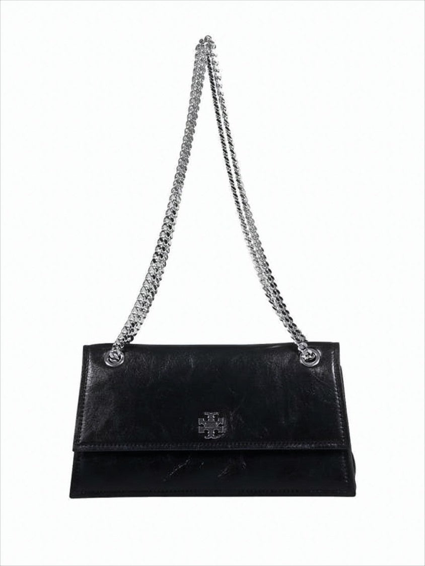 Tory Burch Rectangular Lambskin Leather Shoulder Bag With Metallic Logo