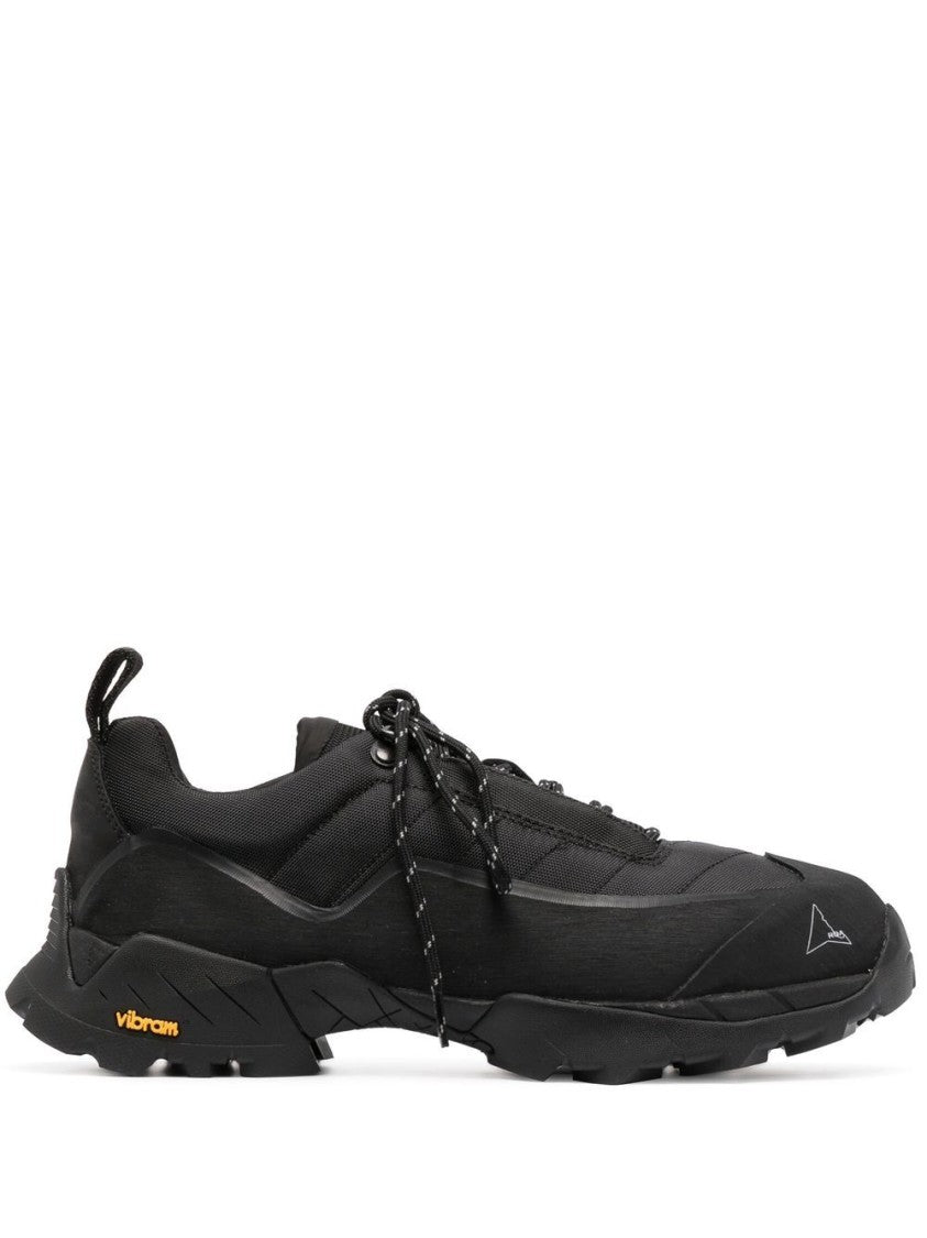 Roa Black Panelled Sneakers With Tonal Stitching
