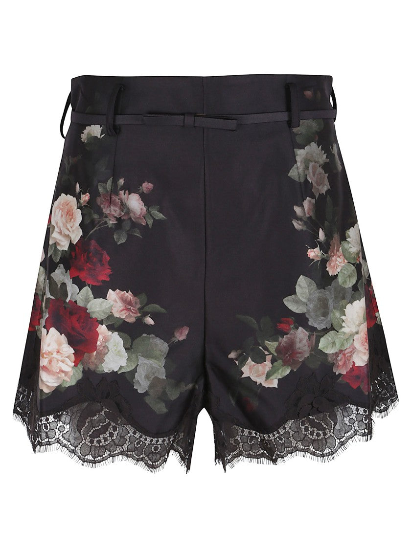 Zimmermann High-Waisted Silk-Cotton Blend Shorts With Lace Trim