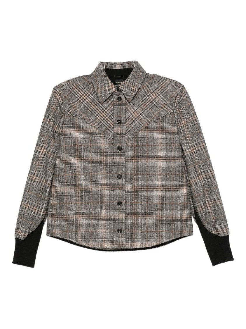Pinko Cropped Plaid Shirt With Contrasting Cuffs