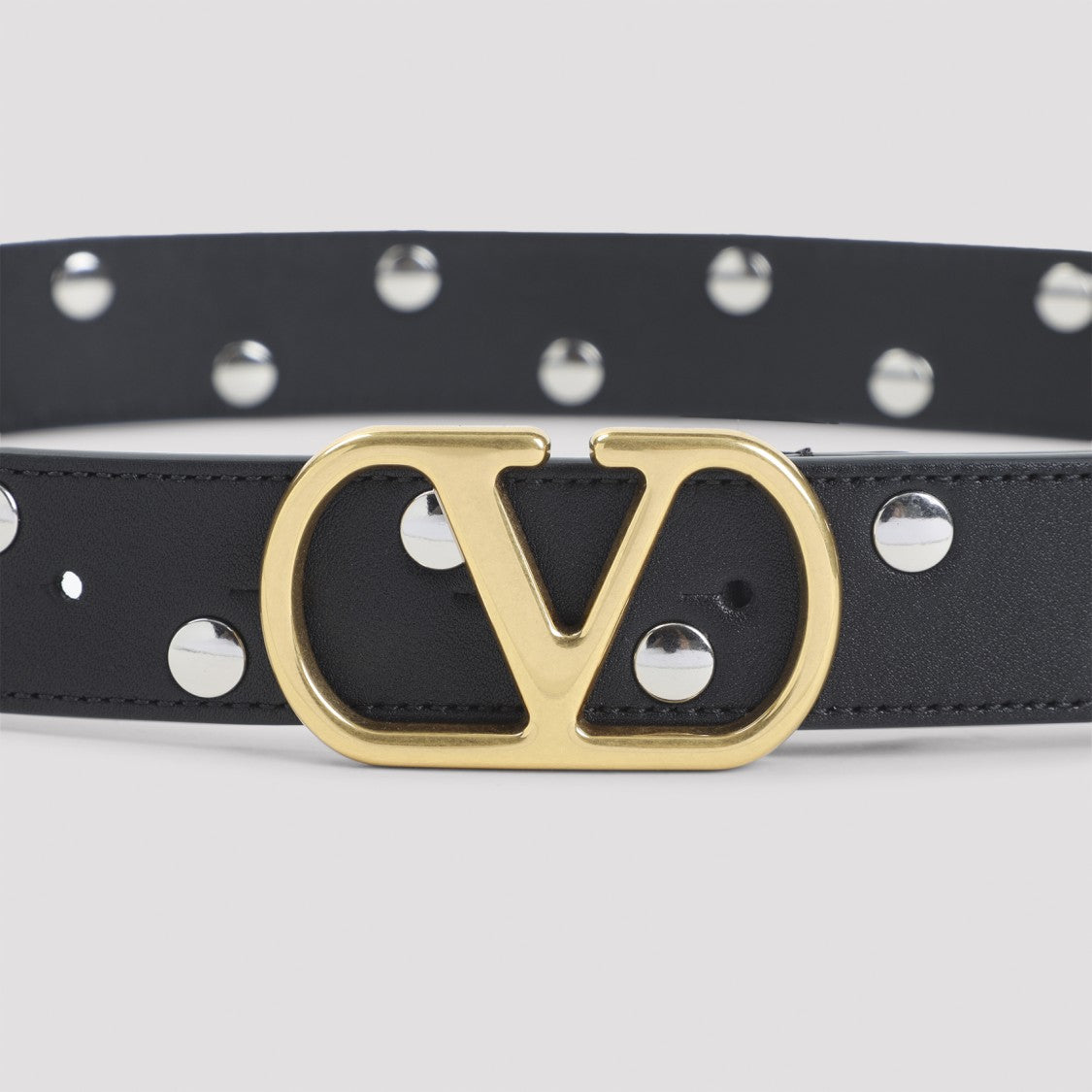 Valentino Garavani Buckle Black Calf Leather Belt