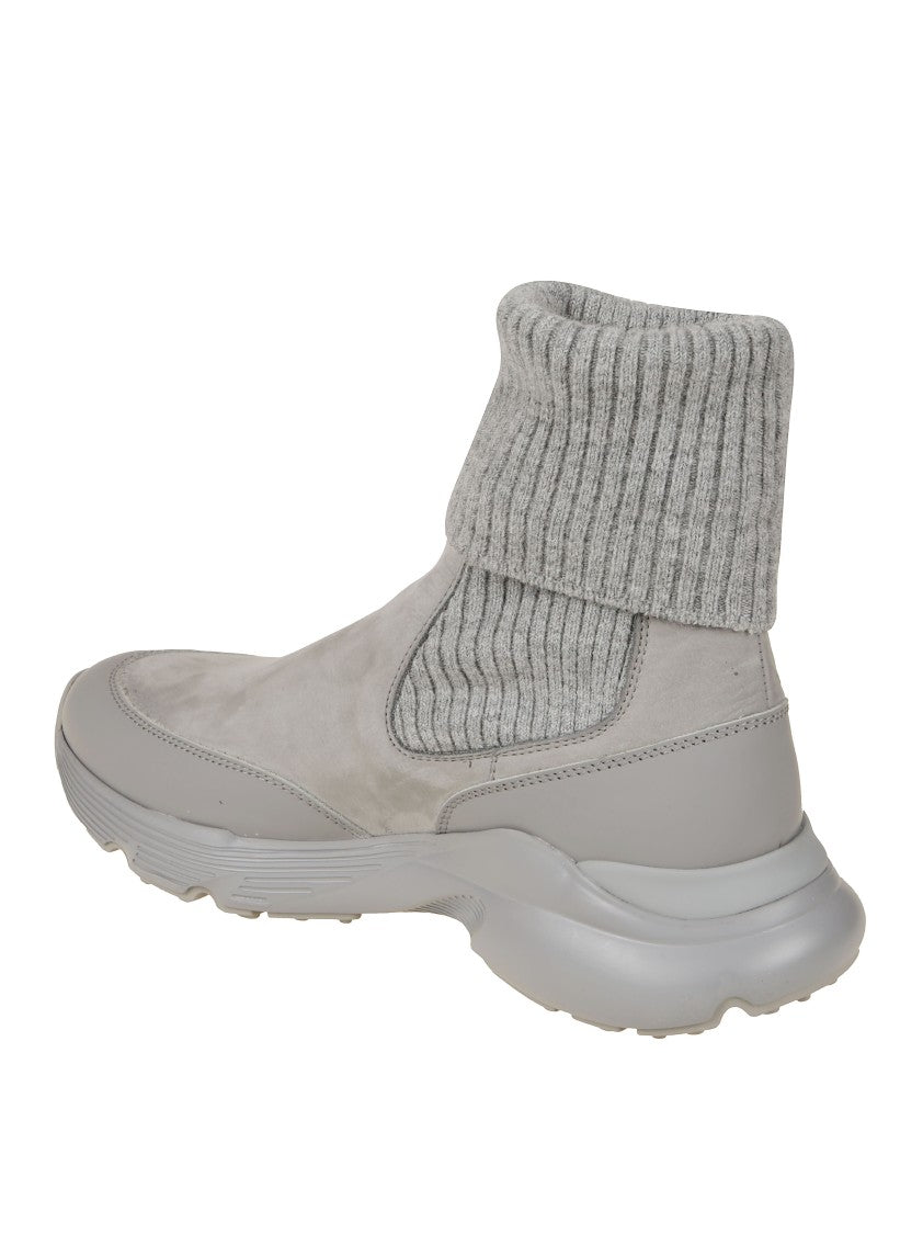 Tod's Ankle-Height Grey Boots With Rounded Toe