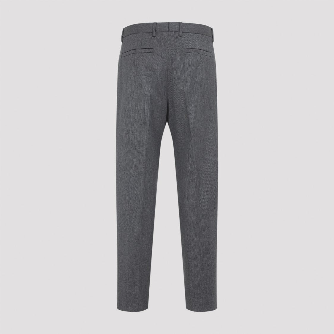 Zegna Tailored Grey Wool Trousers With Subtle Herringbone Pattern
