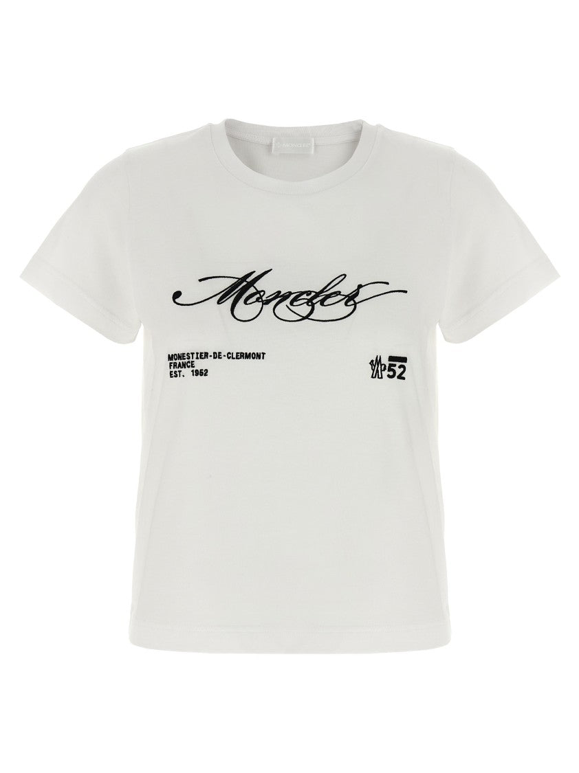 Moncler Intricate Embroidery Detail Cotton Jersey T-Shirt