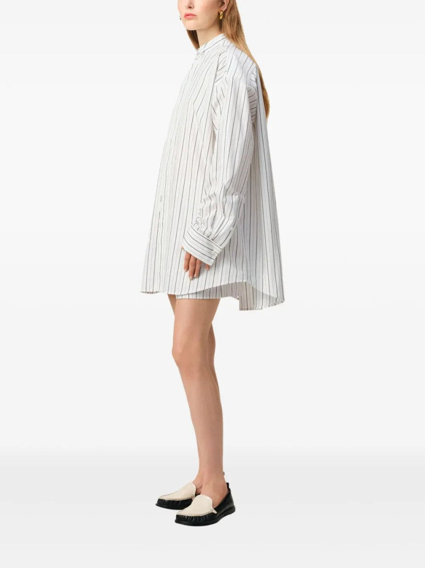 Ami White Striped Shirt With Wingtip Collar