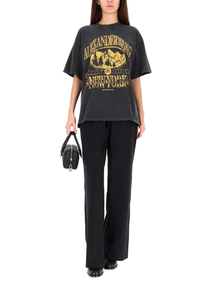 Alexander Wang Relaxed-Fit Black Cotton T-Shirt With Vintage Graphic Print