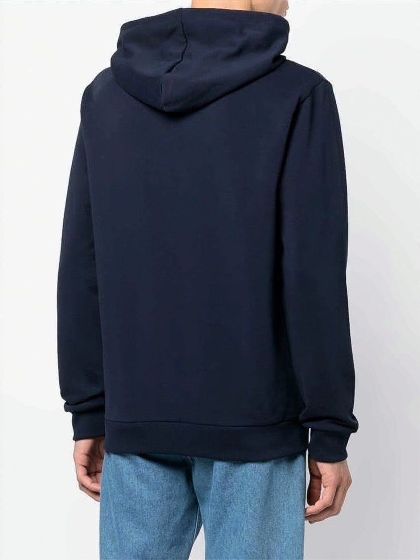 A.P.C. Classic Black Hoodie With Drawstring And Embroidered Logo