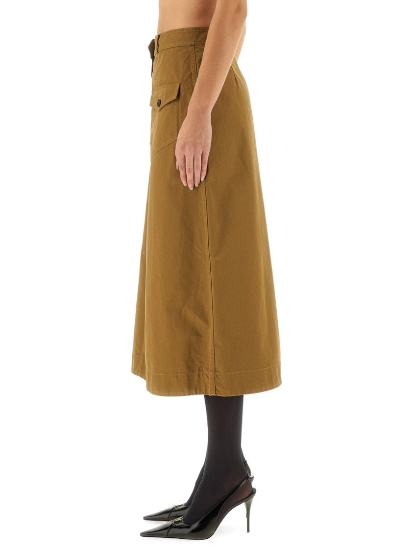 Saint Laurent Structured A-Line Midi Skirt