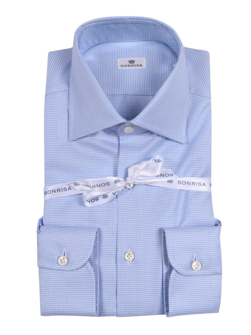 Sonrisa Light Blue Micro-Check Formal Shirt