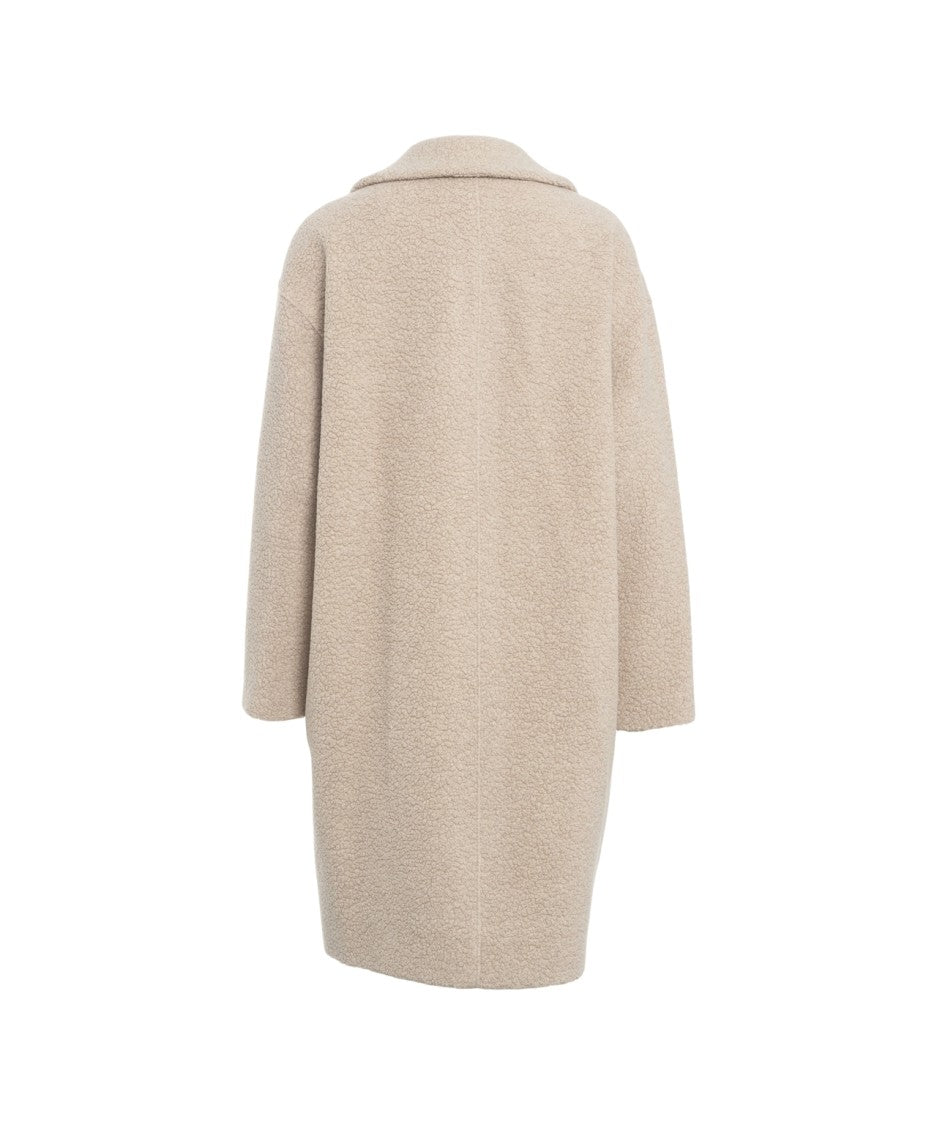 Harris Wharf London Double-Breasted Teddy Coat With Classic Notched Collar