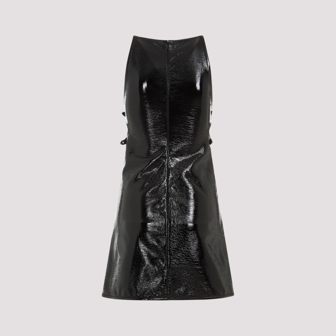 Courrèges Sl Buckle Vinyl Black Cotton Dress