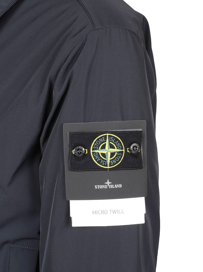 Stone Island Relaxed-Fit Blue Coat With Button Closure And Signature Logo Patch