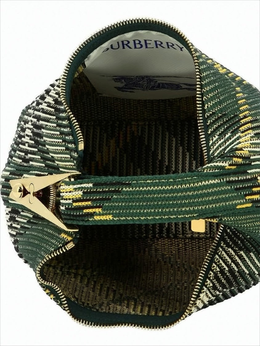 Burberry Structured Plaid Nylon Shoulder Bag