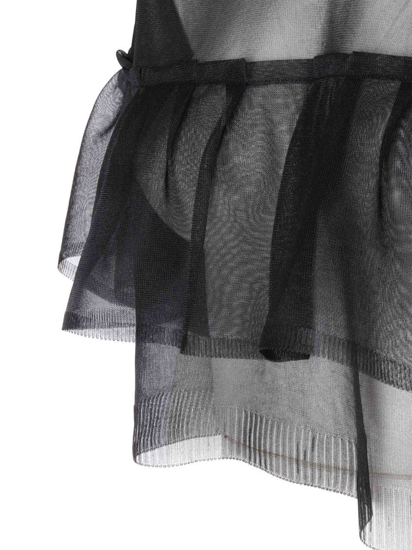 Philosophy Di Lorenzo Serafini Sheer Black Top With Ruffle Detail
