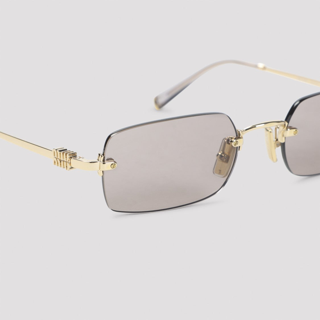 Miu Miu Rectangular Gradient Lens Sunglasses With Metallic Accents