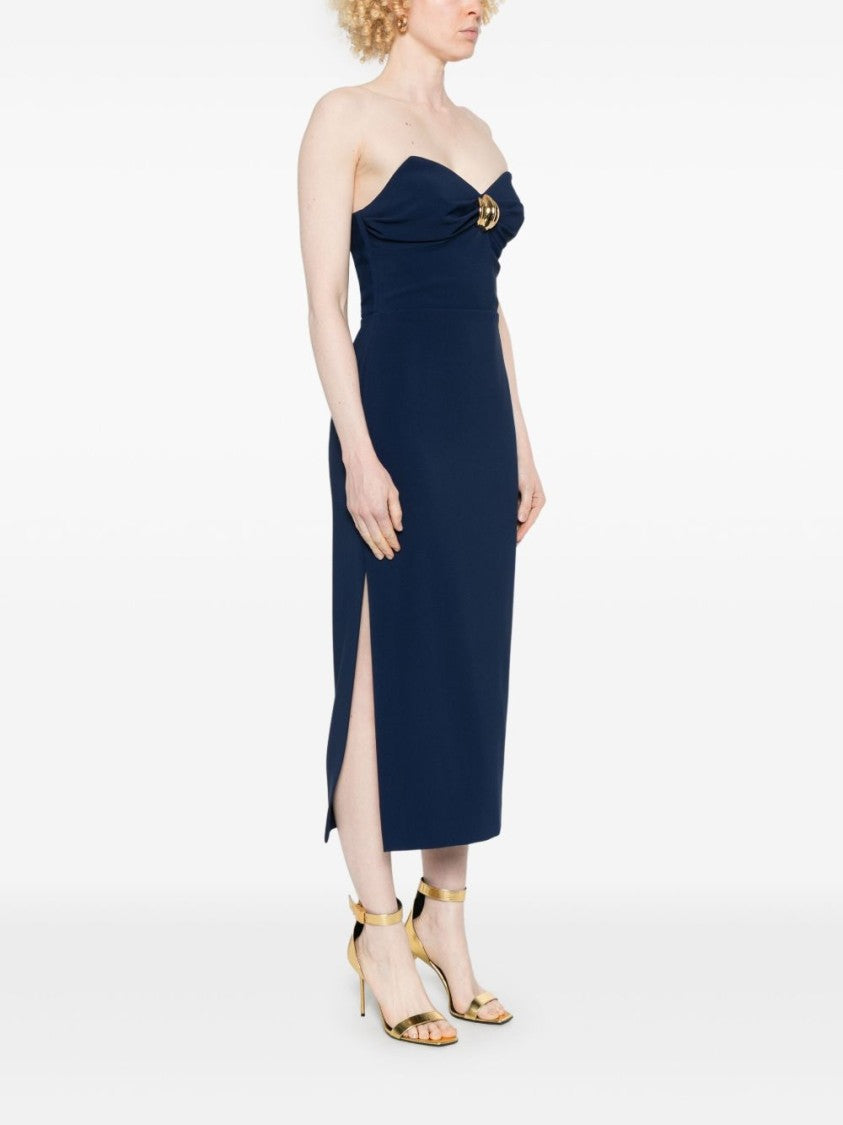 Elisabetta Franchi Strapless Midi Dress With Side Slit