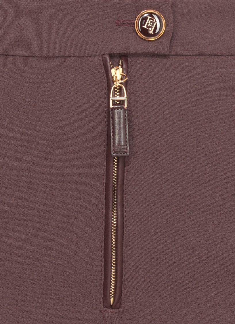 Elisabetta Franchi Straight-Leg Crepe Pants With Gold-Zip Detailing