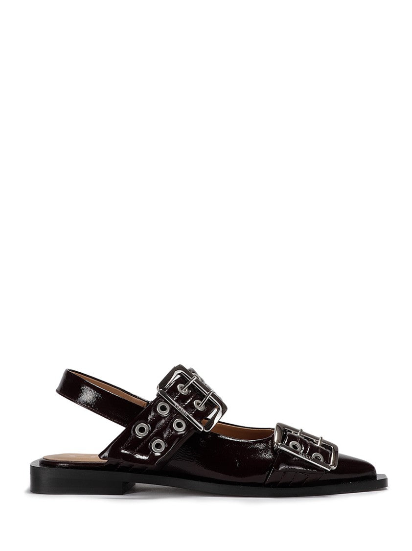 Ganni Purple Leather Ballerinas
