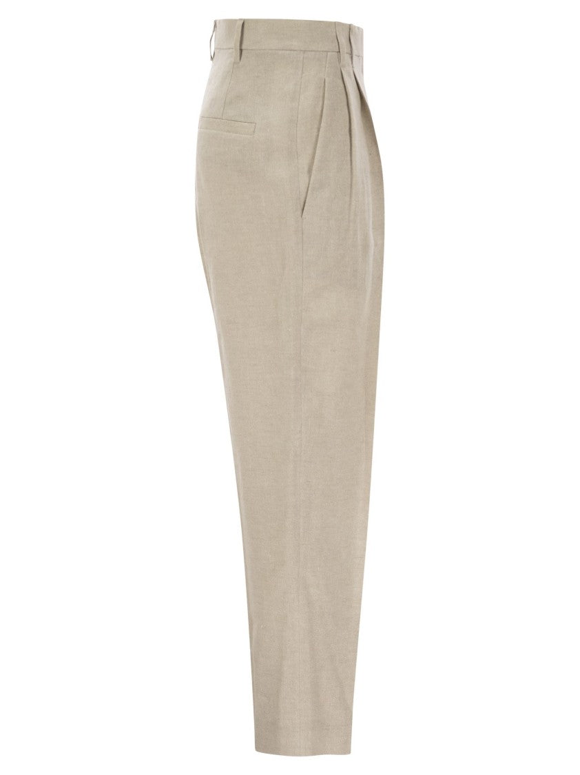 Brunello Cucinelli Slouchy Trousers In Sparkling Linen Canvas