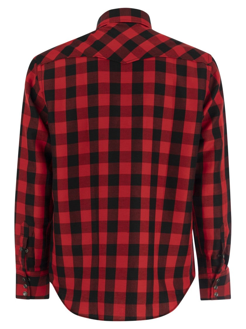 Pt Torino Checked Shirt In Cotton And Linen Blend