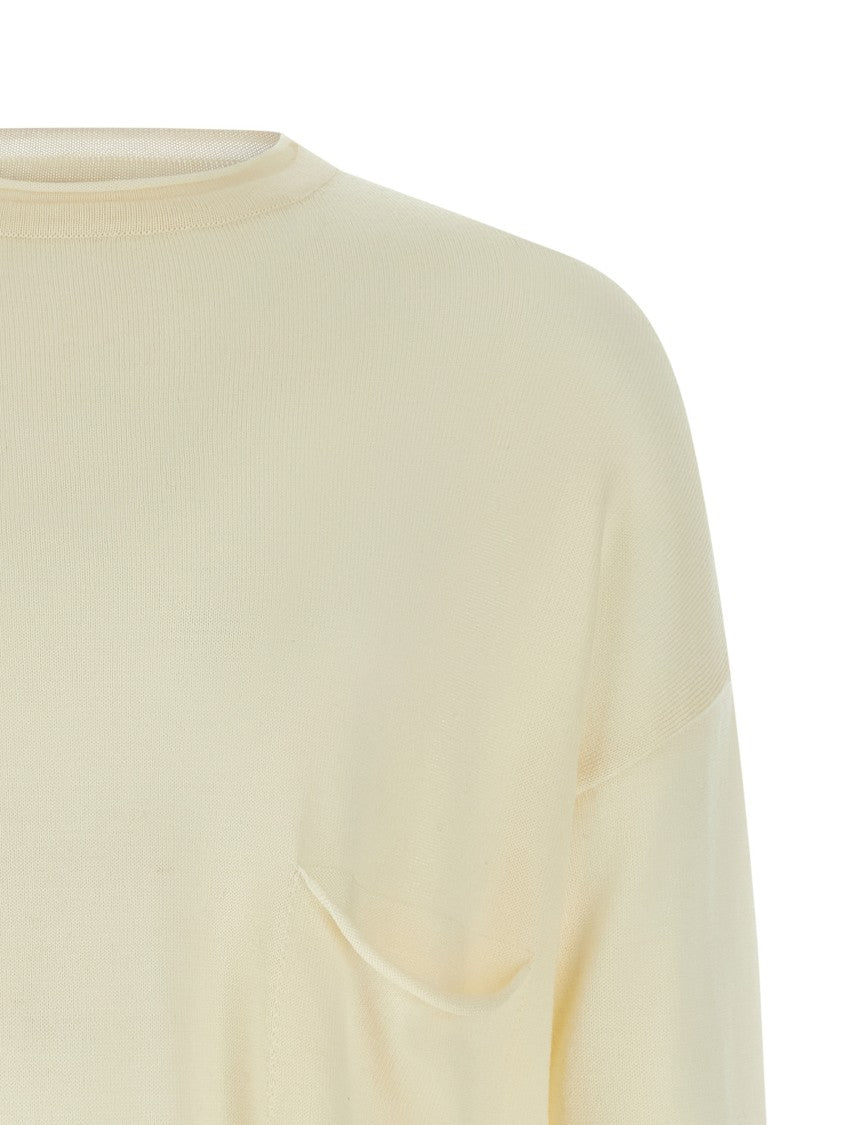 Ma'ry'ya Wool Sweater With Relaxed Fit And Chest Pocket