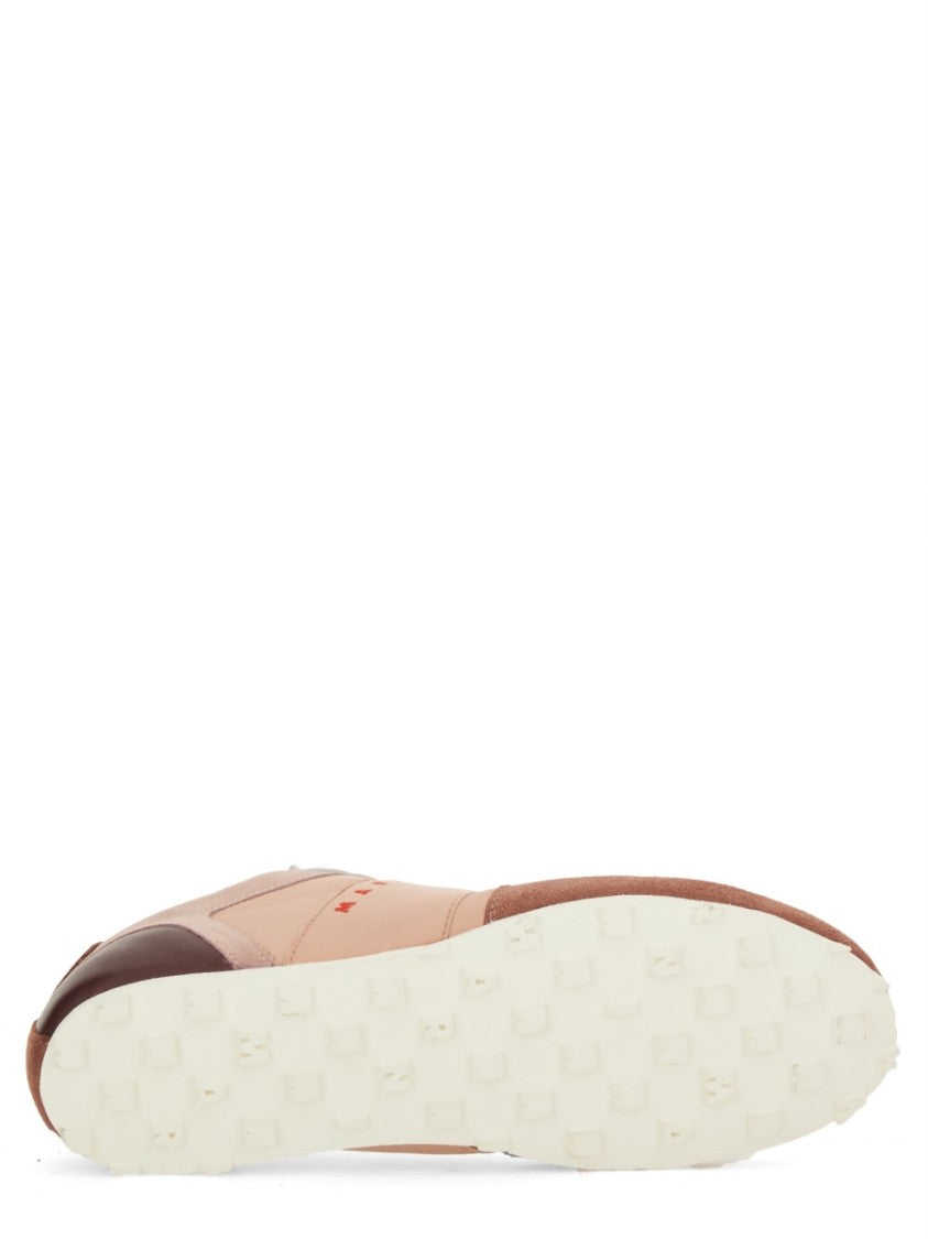 Marni Leather Sneaker With Textured Overlays
