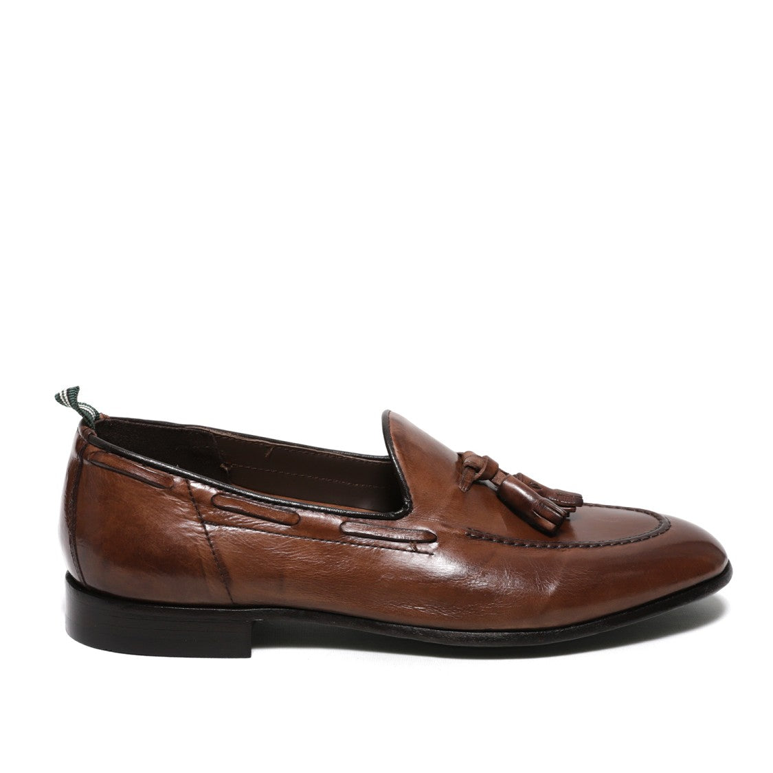 Green George Moccasin With Tassels In Tan Leather
