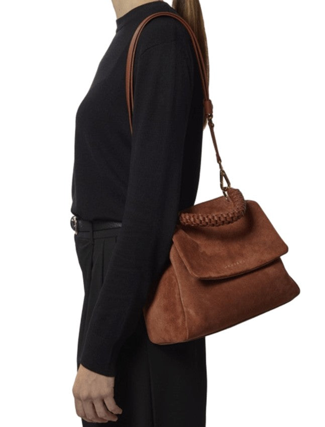 Orciani Terra Di Siena Nubuck Leather Handbag