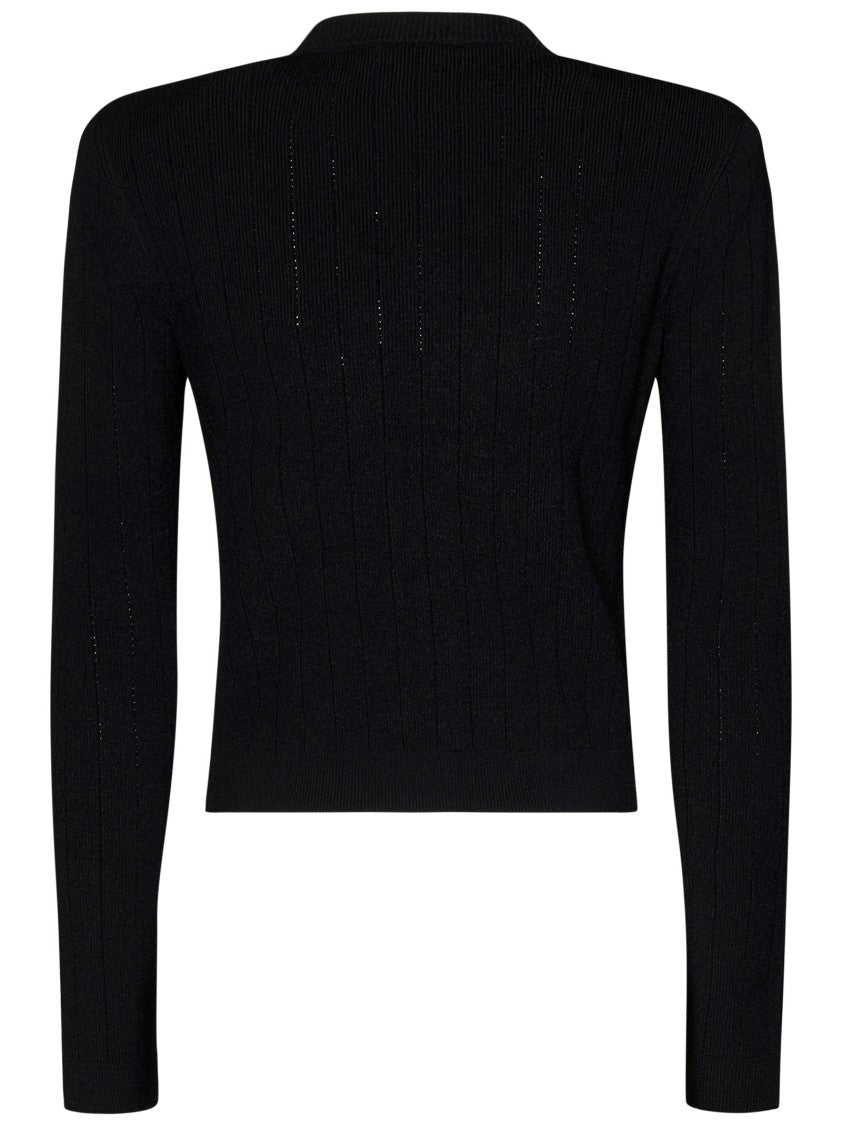Balmain Black Ribbed Knit Cardigan