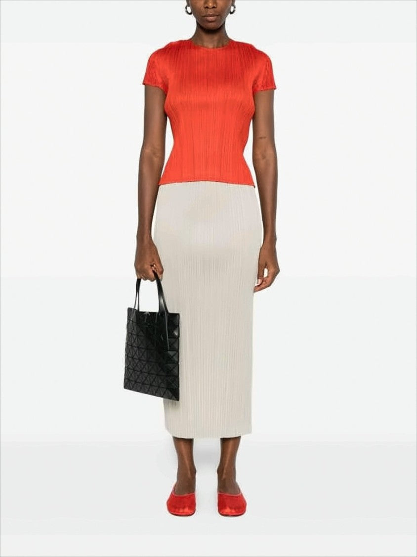 Pleats Please Pleated Midi Skirt With Smooth Waistband