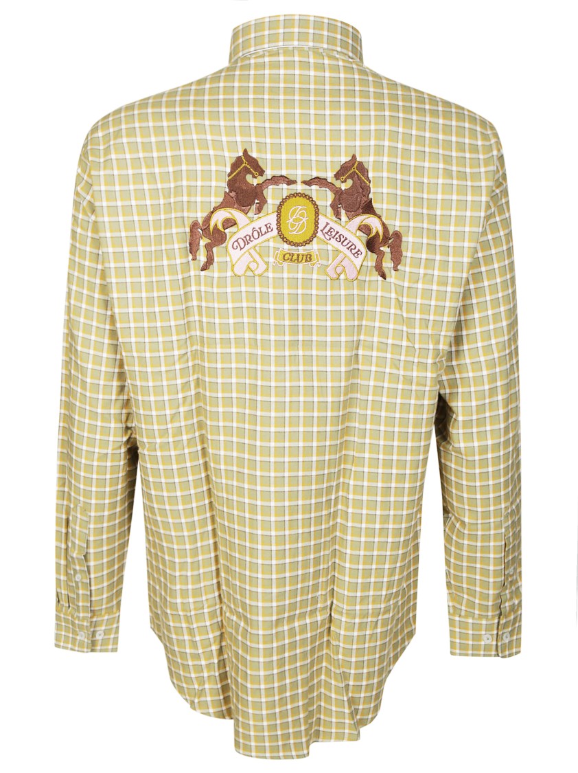 Drôle De Monsieur Yellow And White Checkered Button-Up Shirt