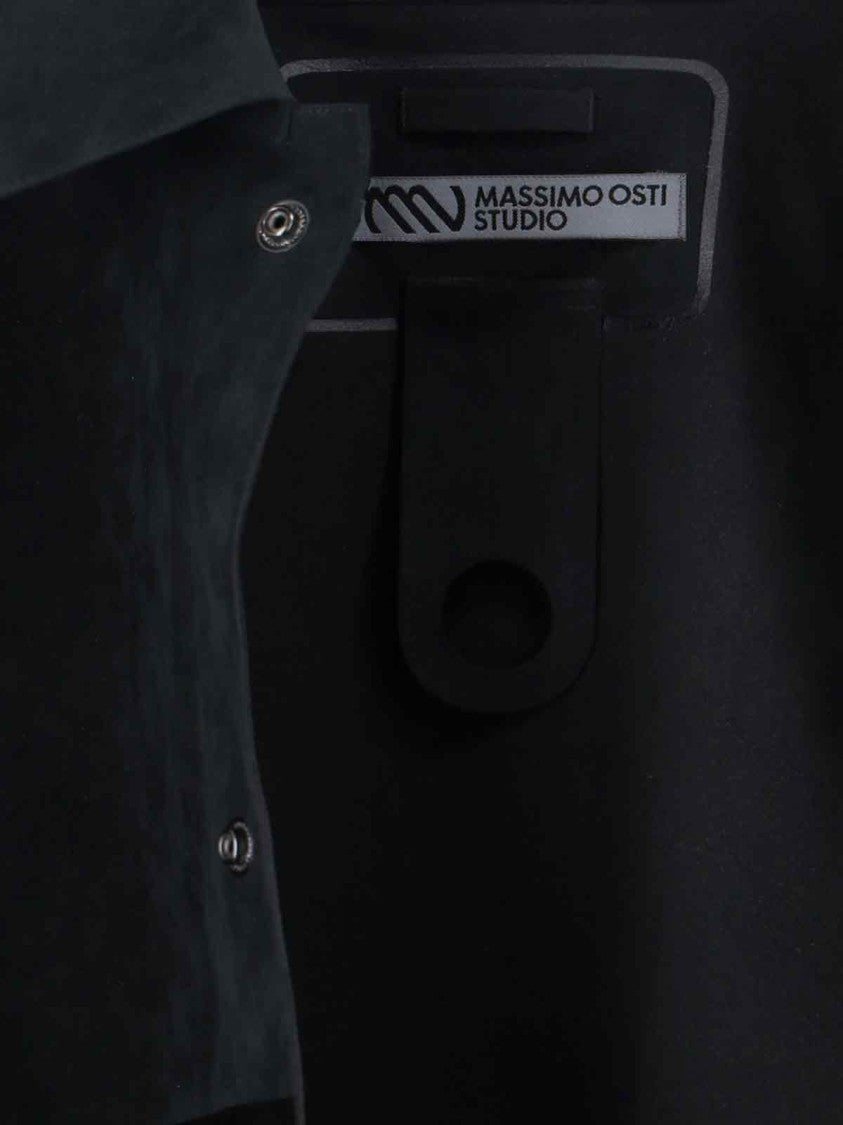 Massimo Osti Studio Classic Black Shirt With Structured Collar And Button-Down Front