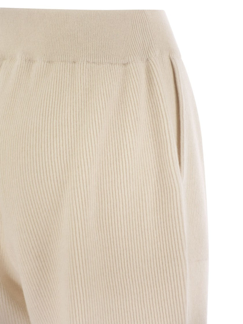 Brunello Cucinelli English Rib Cashmere Knit Trousers