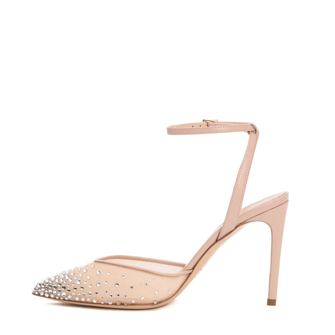 Ninalilou Ankle Strap Mesh Rhinestone Heel 90 Mm Slingback