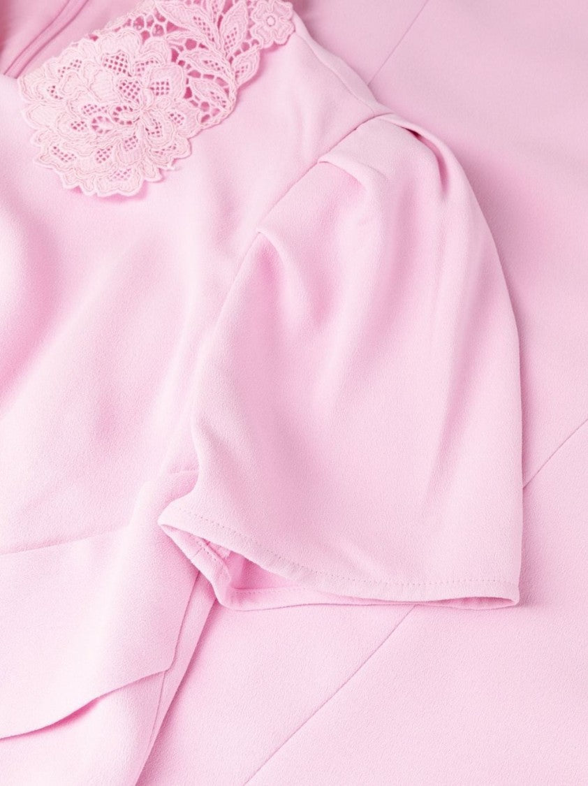 Self-Portrait Pink Heavy Crepe Midi Dress
