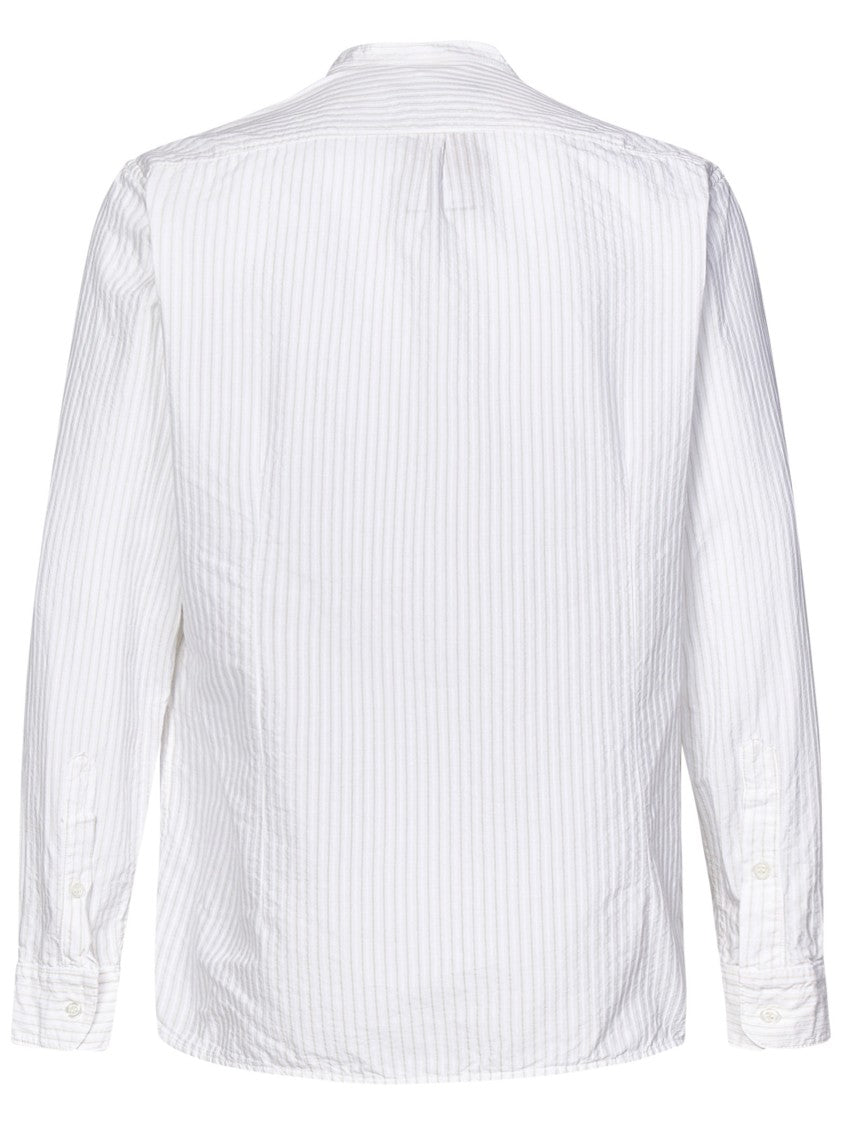 East Harbour Surplus White Cotton Shirt With Mandarin Collar