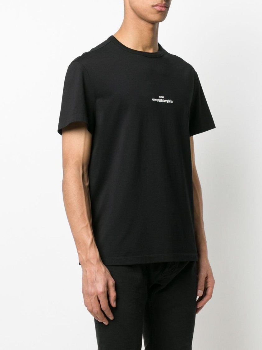 Maison Margiela Short-Sleeve Black T-Shirt With Centered Logo Detail