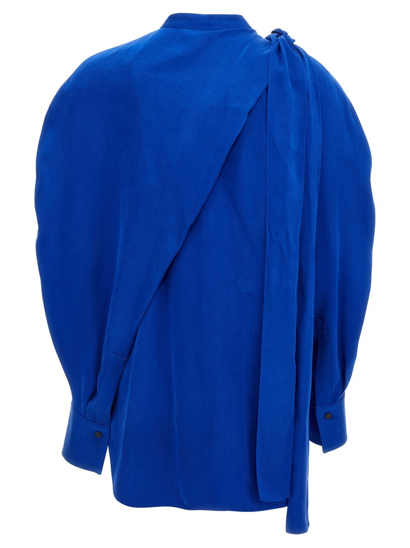 Ferragamo Draped Asymmetric Shirt With Korean Collar