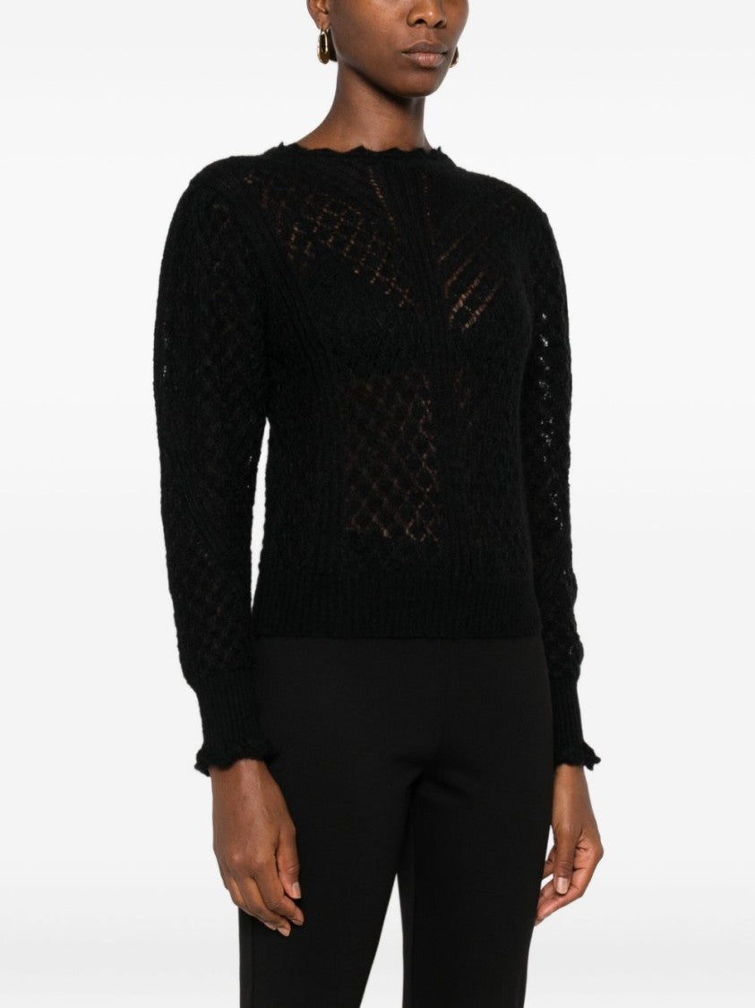 Twin-Set Open-Knit Sweater With Ruffled Edges
