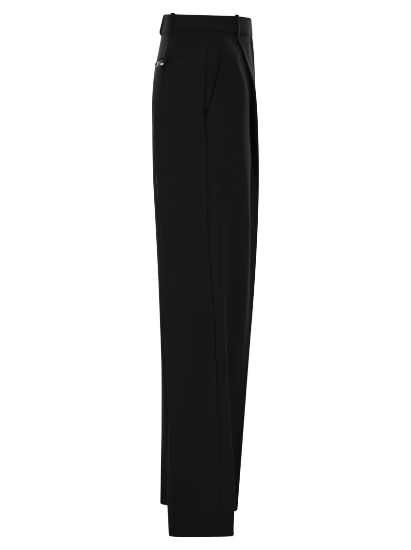 Elisabetta Franchi Crepe Trousers With Satin Details