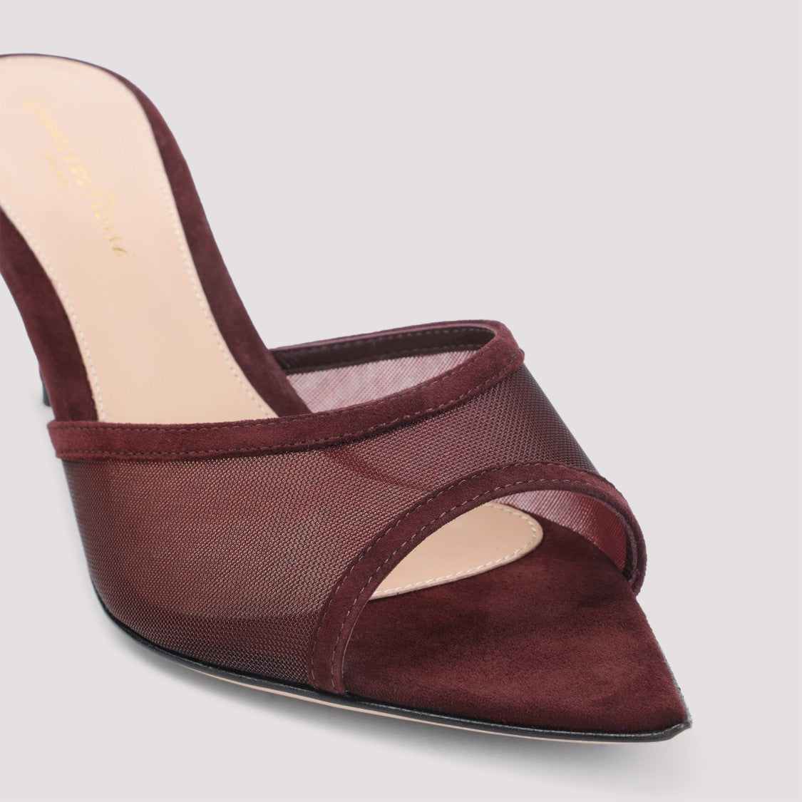Gianvito Rossi Elle 70 Mules With Tonal Mesh Band