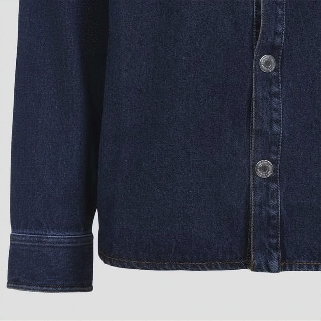 Ami Button-Down Denim Shirt With Chest Pocket And Embroidery