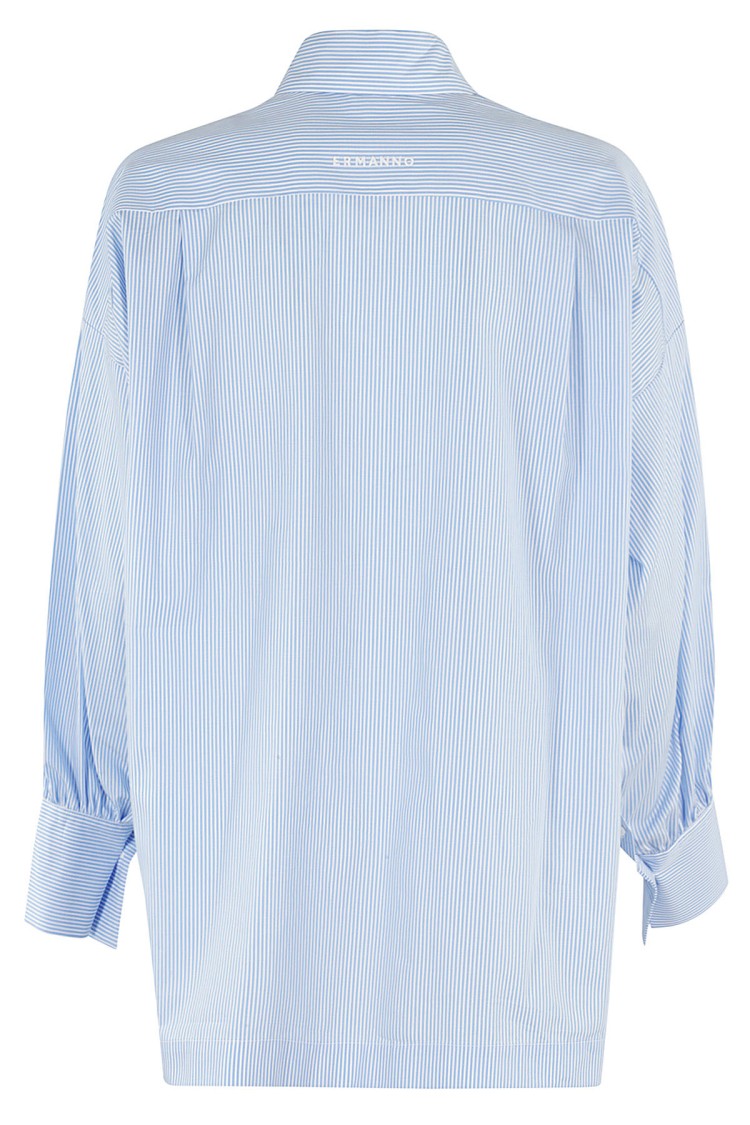 Ermanno Firenze Oversized Striped Cotton Poplin Shirt
