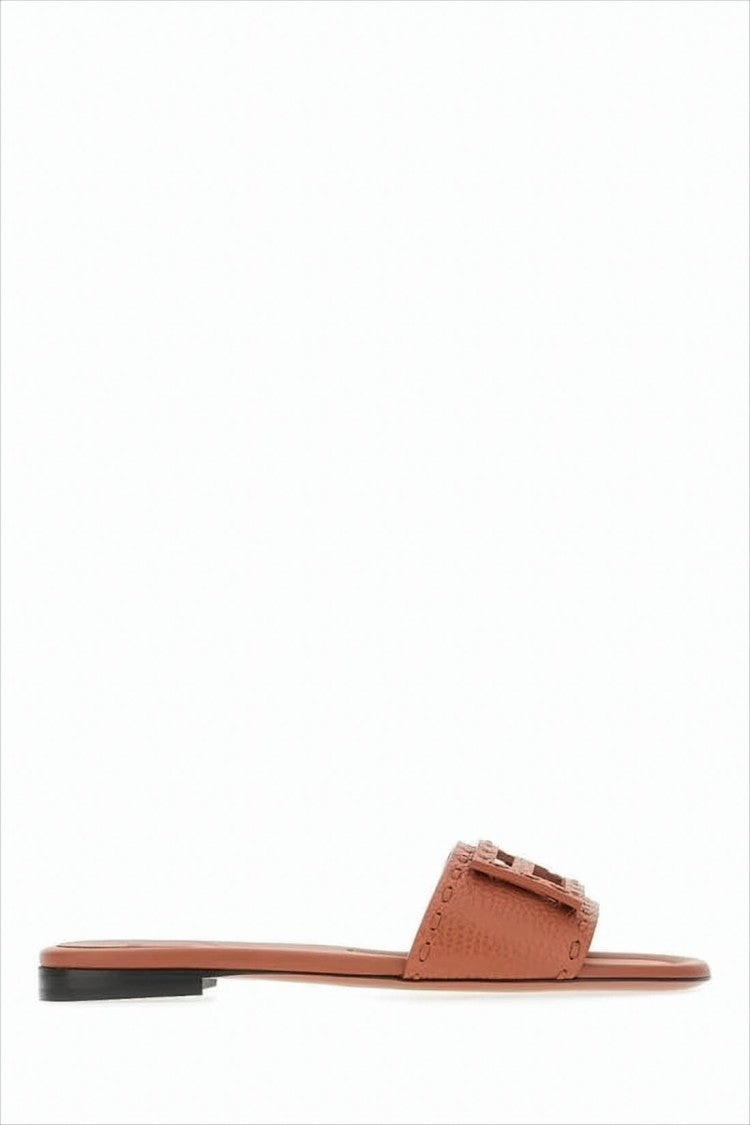 Fendi Textured Calf Leather Mule With Cut-Out Logo Buckle